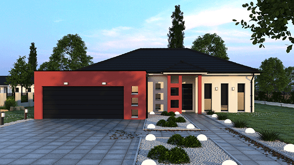Un exemple de maison plain pied développé par MCMF. Un exemple de maison plain pied développé par MCMF.