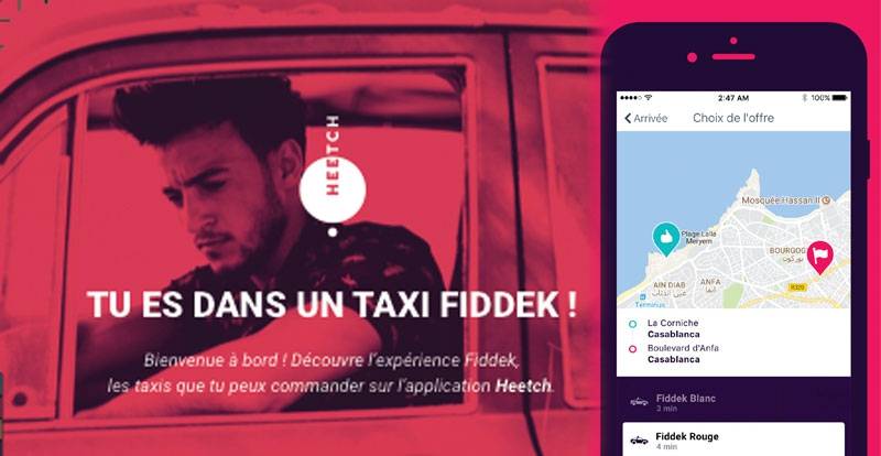 Fiddek, solution de mobilité au Maroc créée par Heetch en partenariat avec le Syndicat National des Taxis Marocains de l'UMT - © Heetch Fiddek, solution de mobilité au Maroc créée par Heetch en partenariat avec le Syndicat National des Taxis Marocains de l'UMT - © Heetch