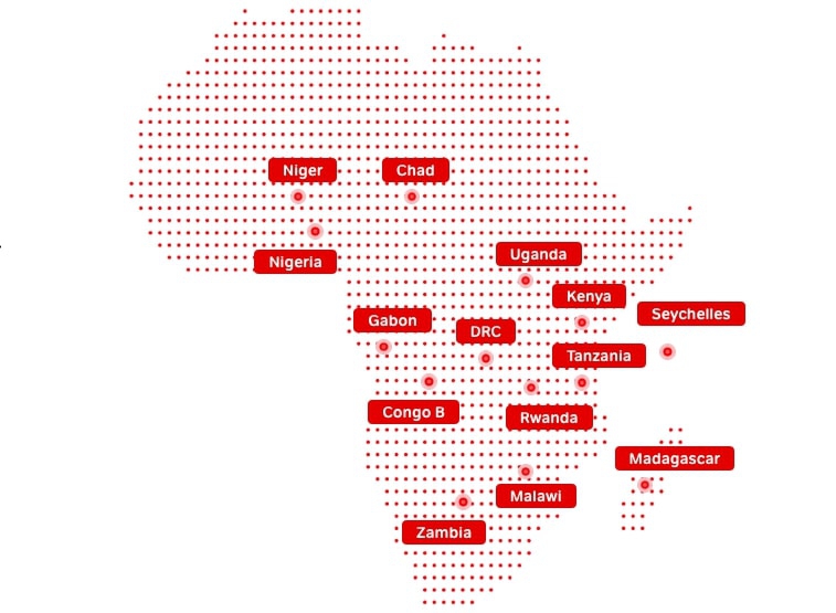 Présence d'Airtel Africa sur le continent africain - Airtel Africa